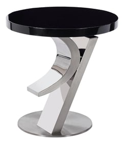 Modern Greg Sheres Style Stainless Steel and Lacquer End Table