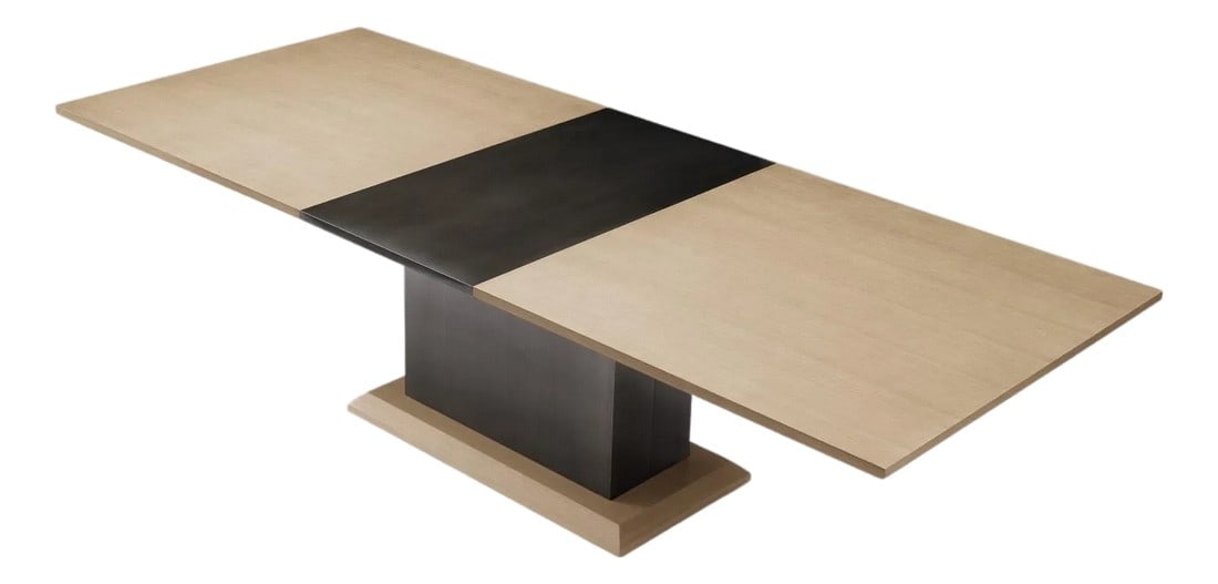 Modern Greg Sheres Style Oak and Bronze Extension Dining Table (1 of 6)