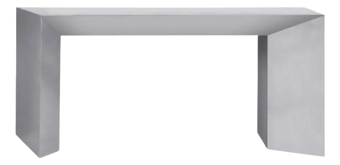 Modern Greg Sheres Style Stainless Steel Console Table: Modern stainless steel Console table designed by Greg Sheres. The "Naples" console table is a handsome sculpture that can serve well as an entry table. This large console table is 100% stainless steel