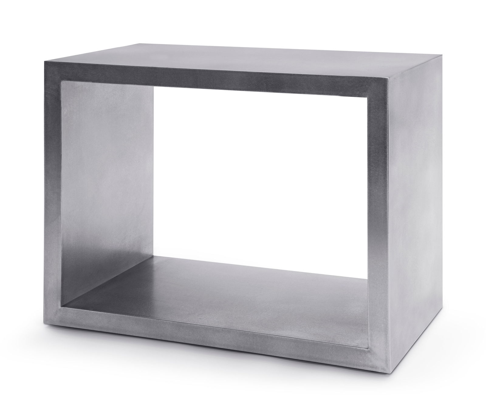Modern Greg Sheres Style Stainless Steel End Table with Shelf - 3