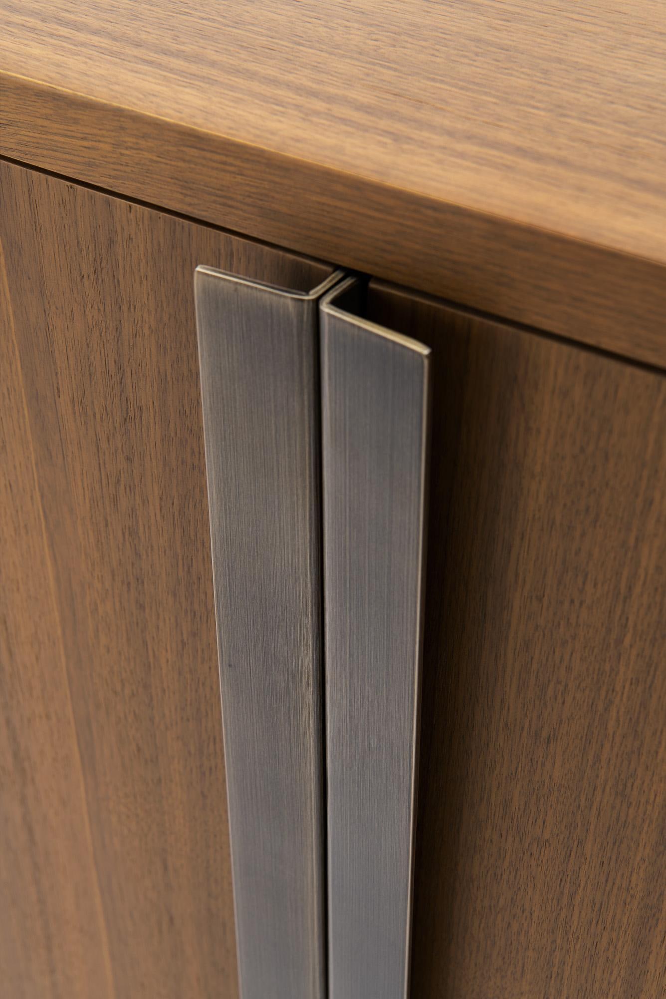 Modern Greg Sheres Style Walnut and Bronze Buffet – "Valencia" - 2