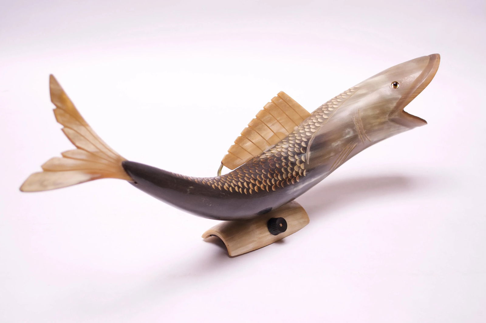 Vintage Cow Horn "Fish" Table Lamp - 13