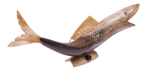 Vintage Cow Horn "Fish" Table Lamp