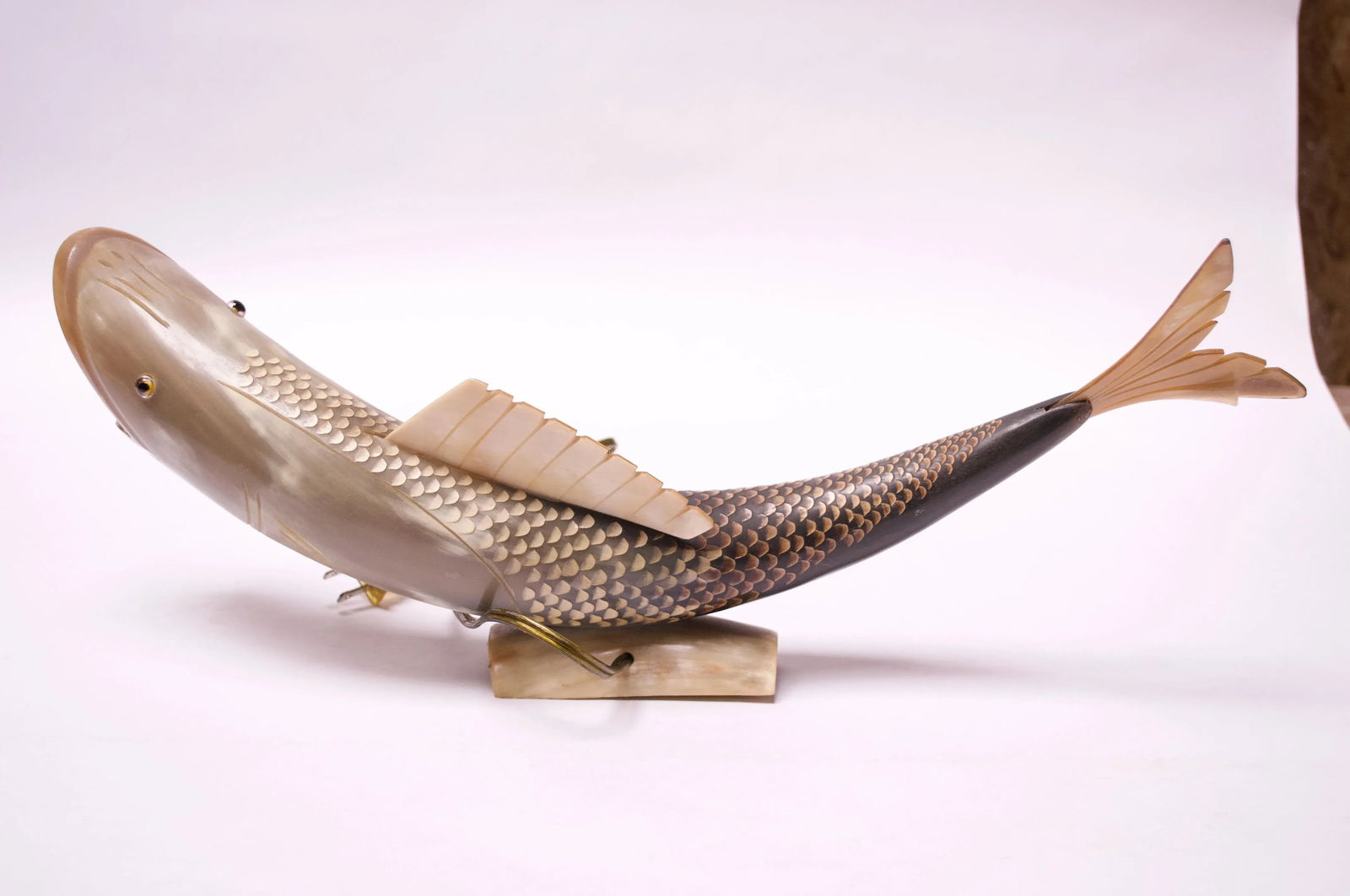 Vintage Cow Horn "Fish" Table Lamp - 5