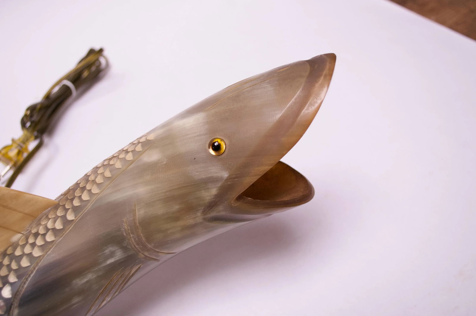 Vintage Cow Horn "Fish" Table Lamp - 6