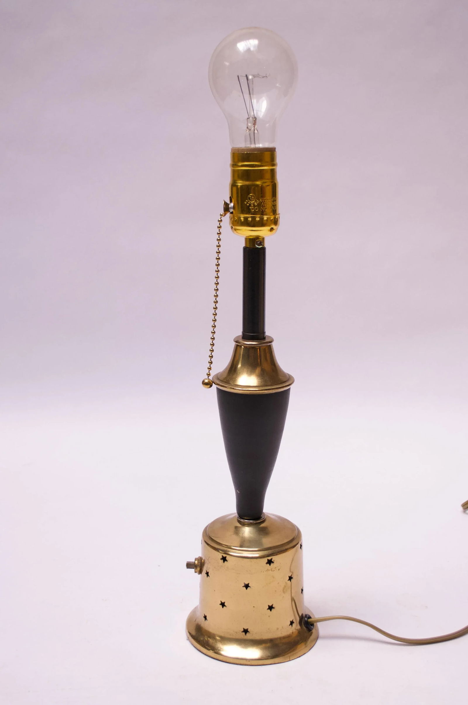 American Modern Brass Table Lamp With Star Perforation Detail - 3
