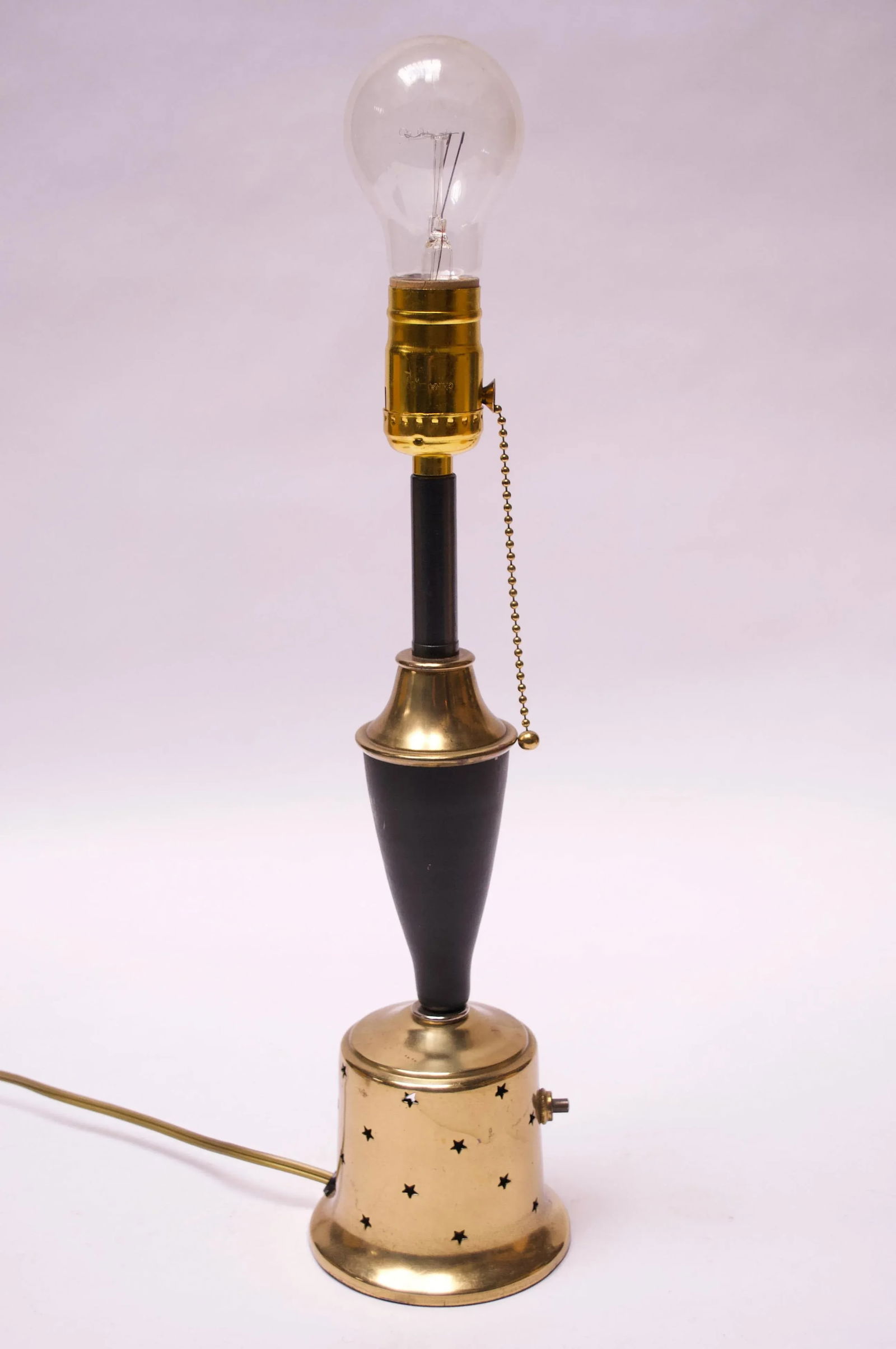 American Modern Brass Table Lamp With Star Perforation Detail - 4