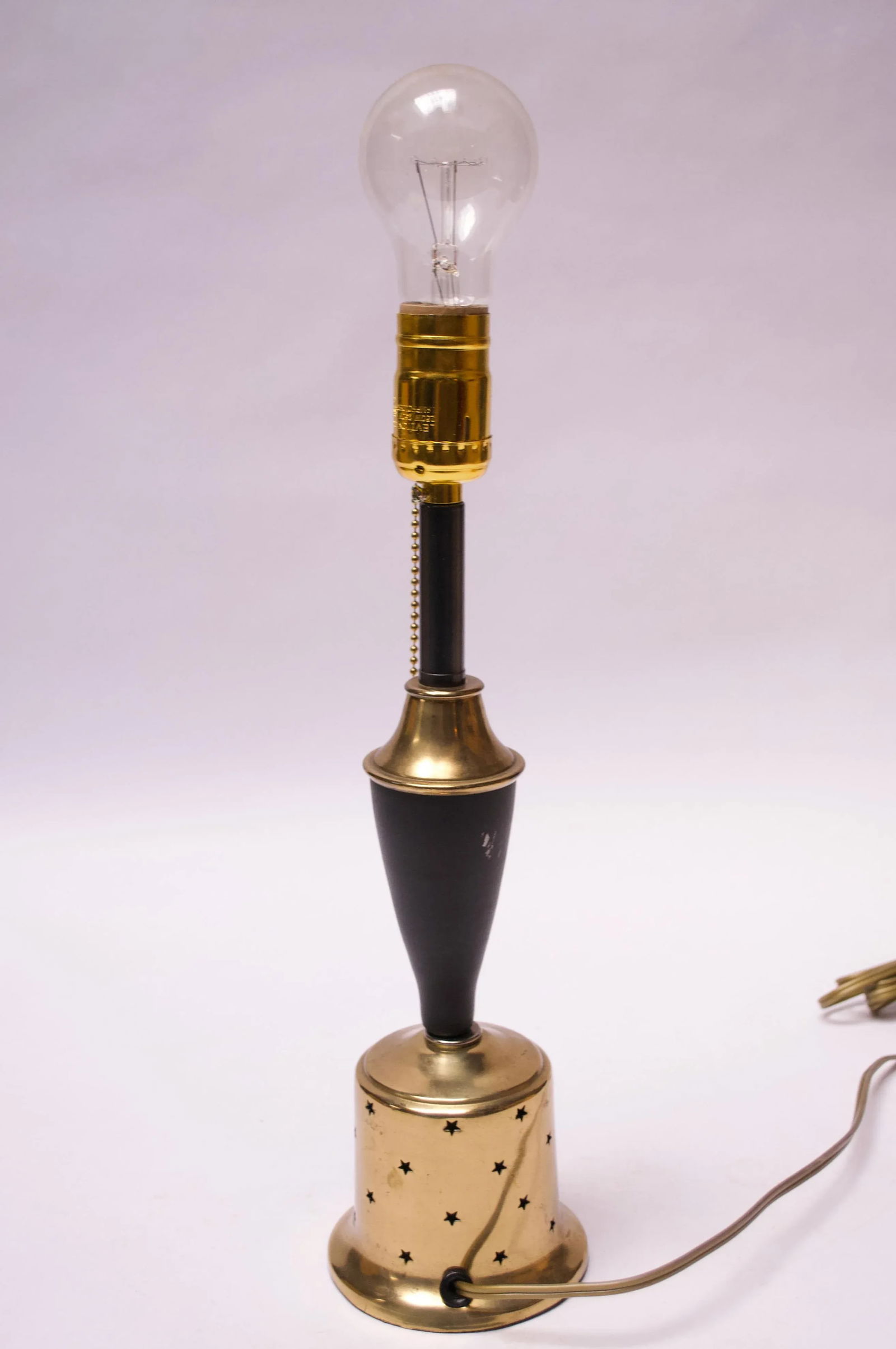 American Modern Brass Table Lamp With Star Perforation Detail - 5
