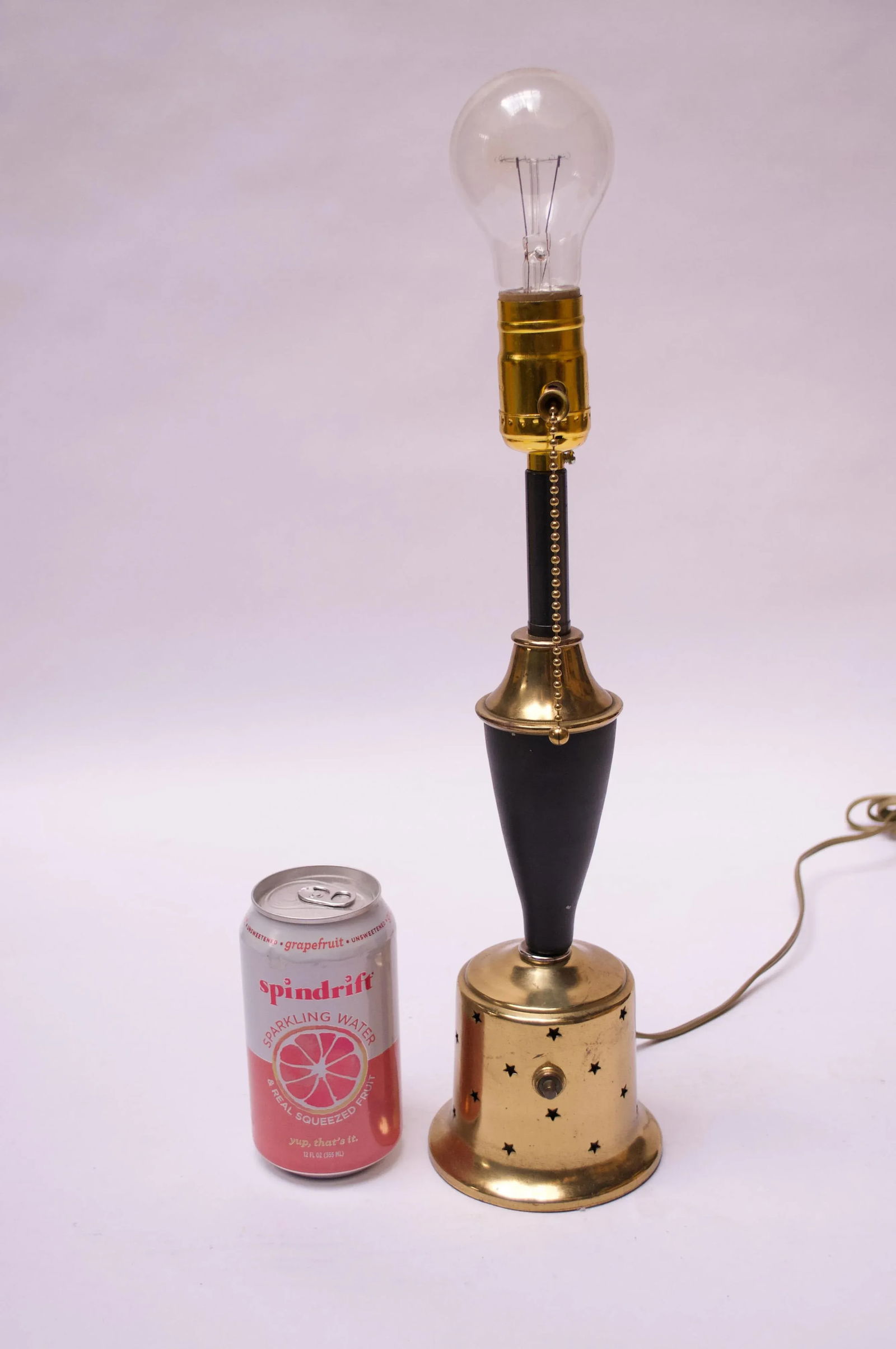 American Modern Brass Table Lamp With Star Perforation Detail - 6