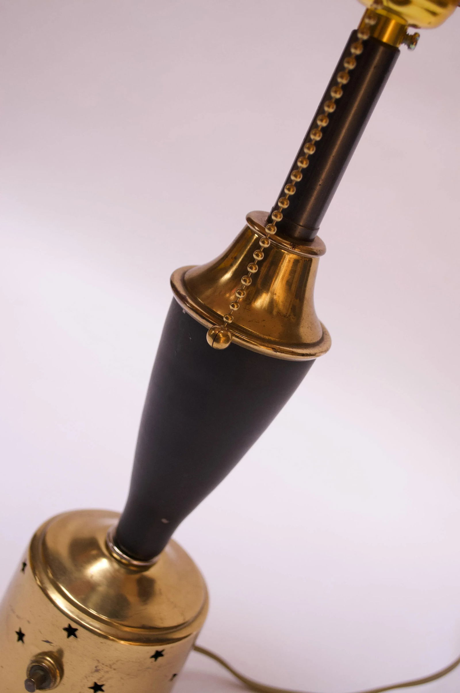 American Modern Brass Table Lamp With Star Perforation Detail - 7