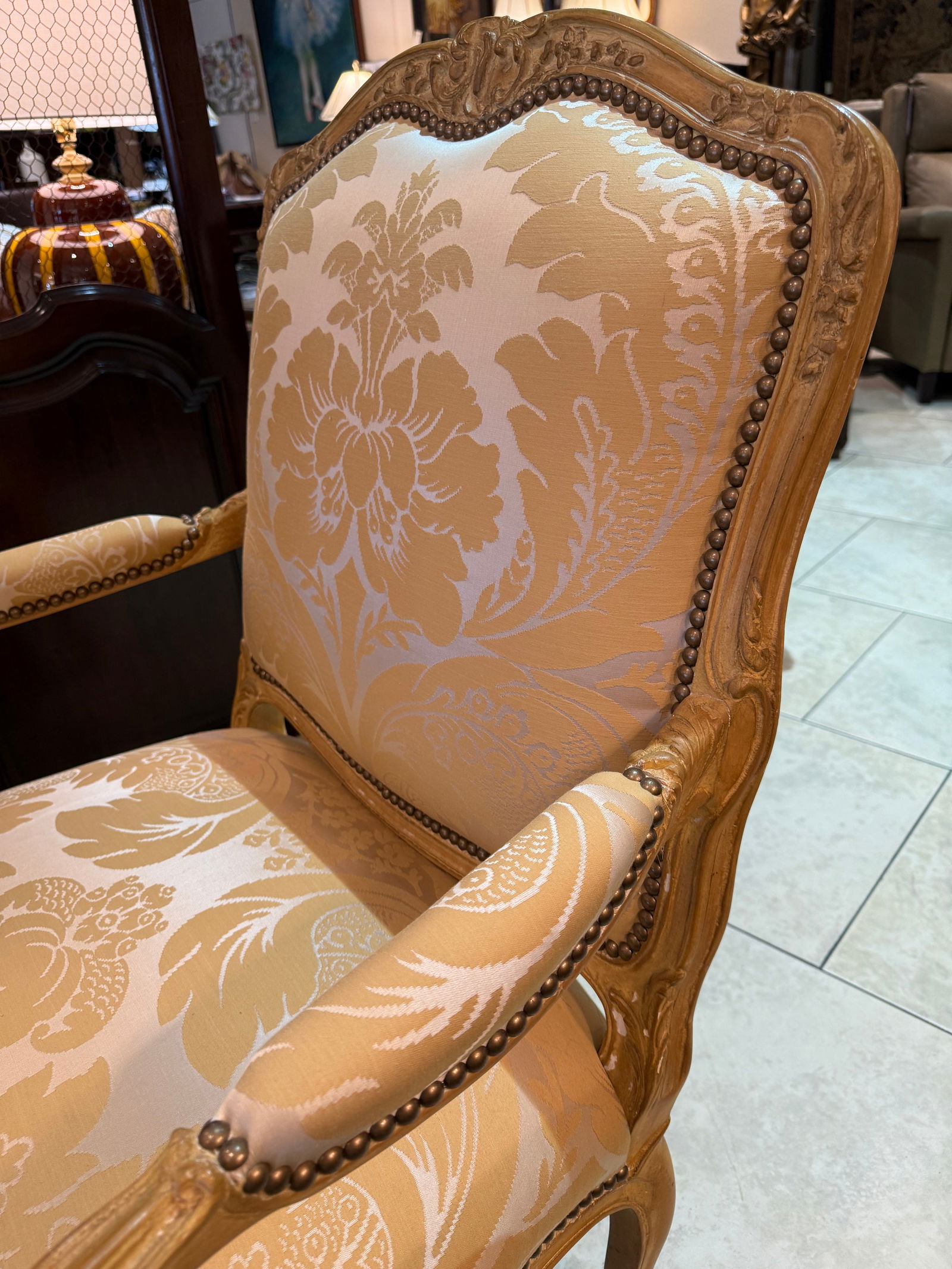 Pair of French Louis XV Style Bergères Attributed to Maison Jansen - 12