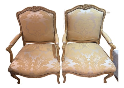 Pair of French Louis XV Style Bergères Attributed to Maison Jansen