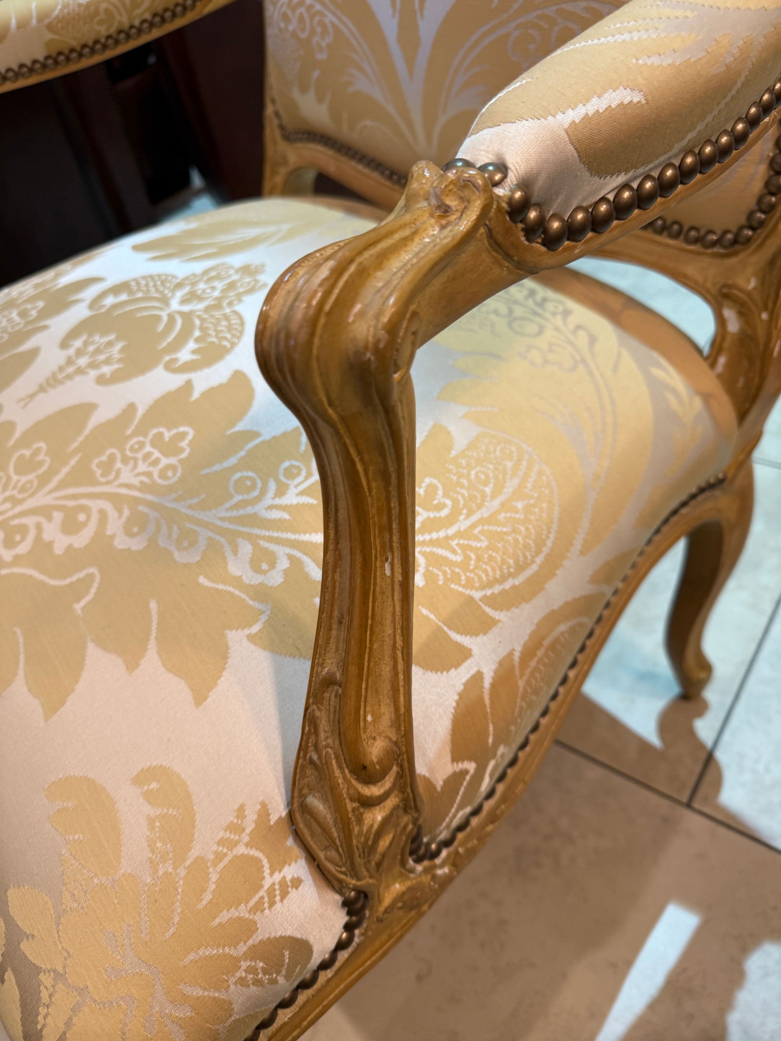 Pair of French Louis XV Style Bergères Attributed to Maison Jansen - 6