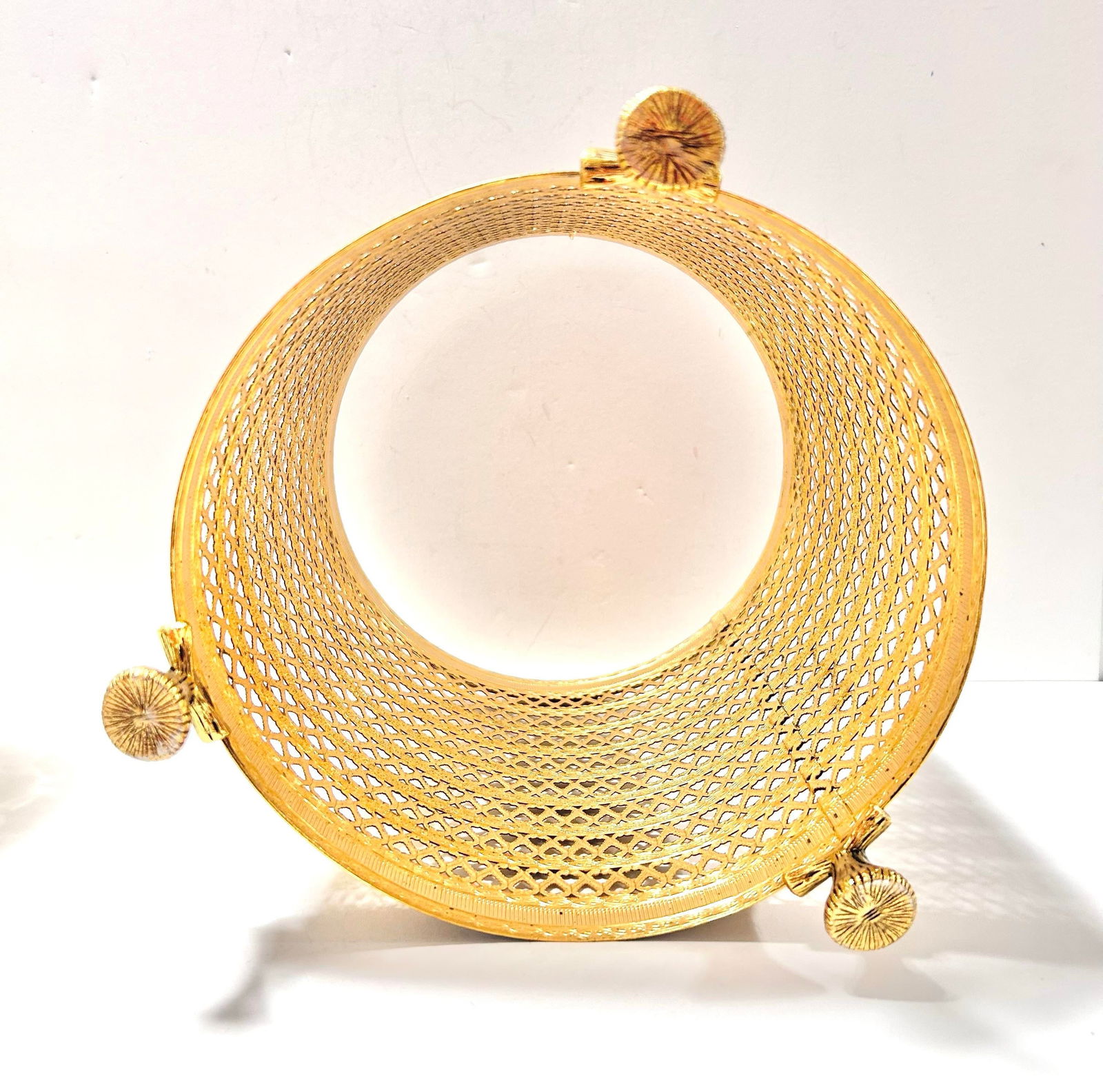 1950s Hollywood Regency Gold Metal Filigree & Bamboo Footed Wastebasket - 9