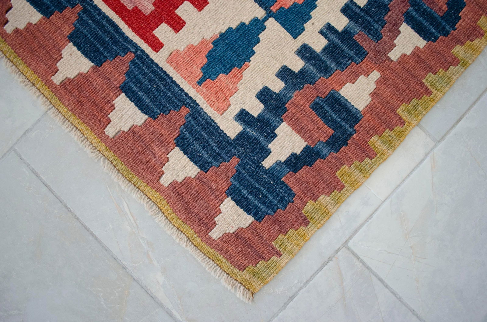 1970s Hand Woven Turkish Rug Oushak Kilim Flat Weave Wool Rug - 3"²8"³ × 5"² - 10