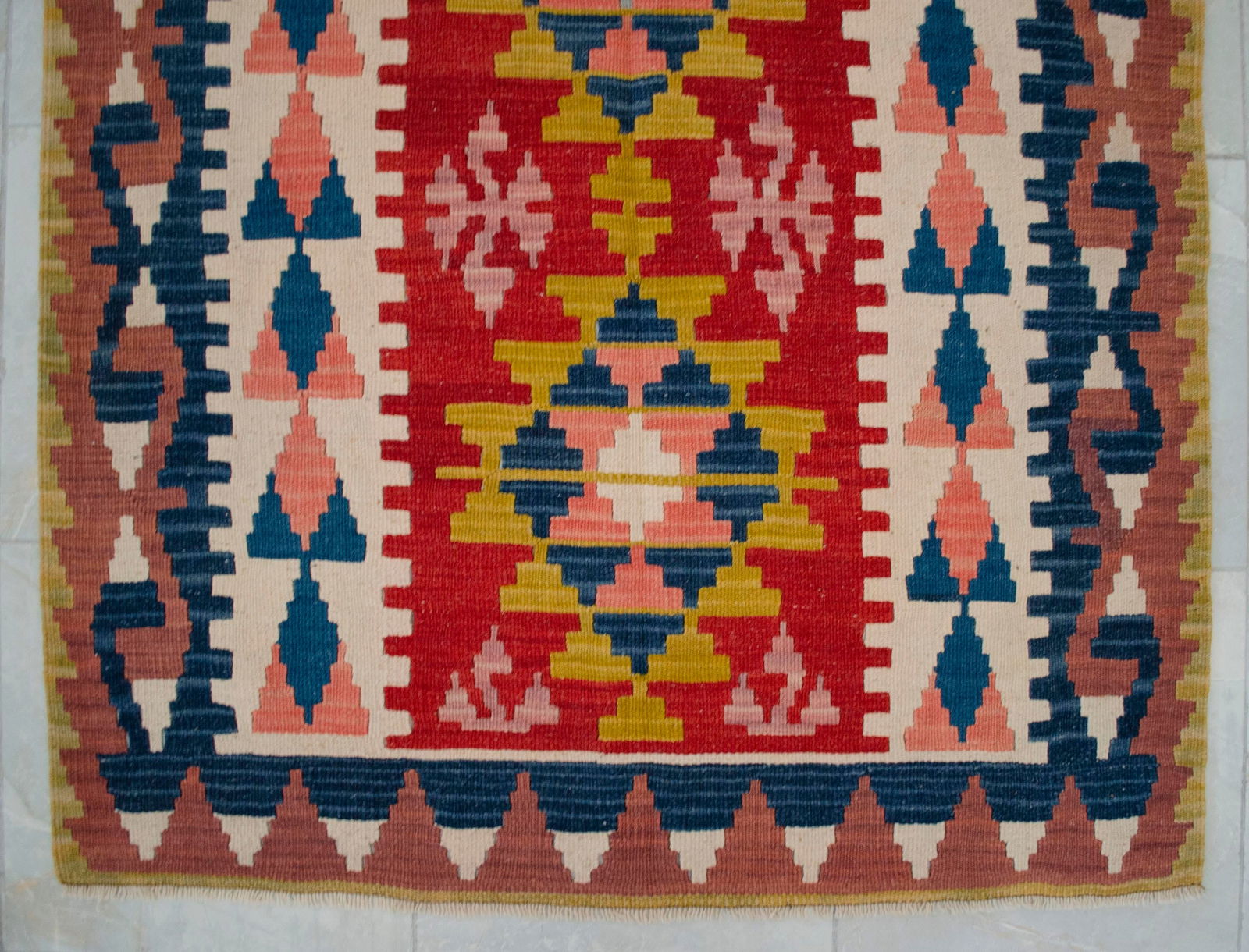 1970s Hand Woven Turkish Rug Oushak Kilim Flat Weave Wool Rug - 3"²8"³ × 5"² - 8