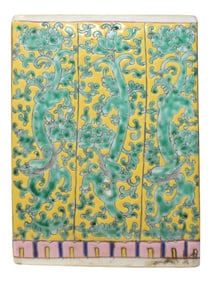 Chinese Distressed Porcelain Green Ancient Dragons Motif Square Pot