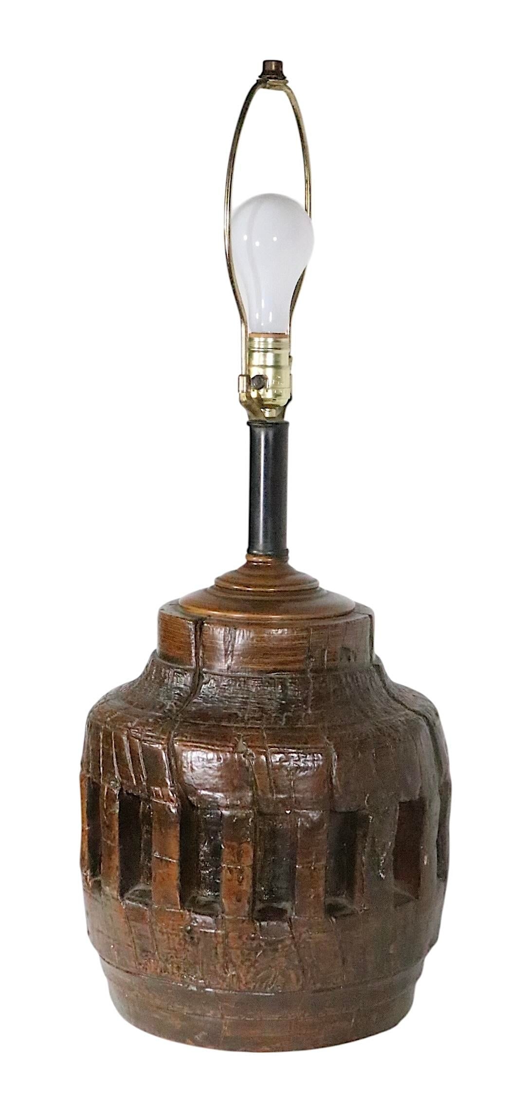 Pr. Rustic Brutalist School Wagon Wheel Table Lamps Circa 1970's - 2