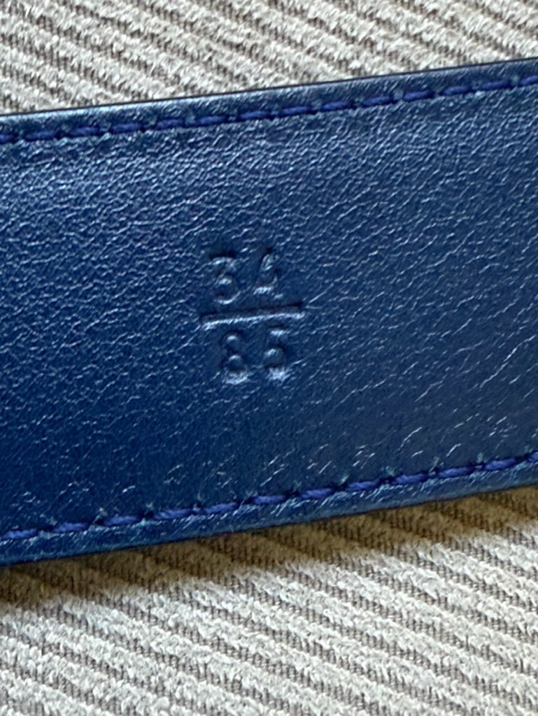 Prada Blue Saffiano Leather Belt With Gold Buckle "” New / Pristine (85 Cm / 34") - 6