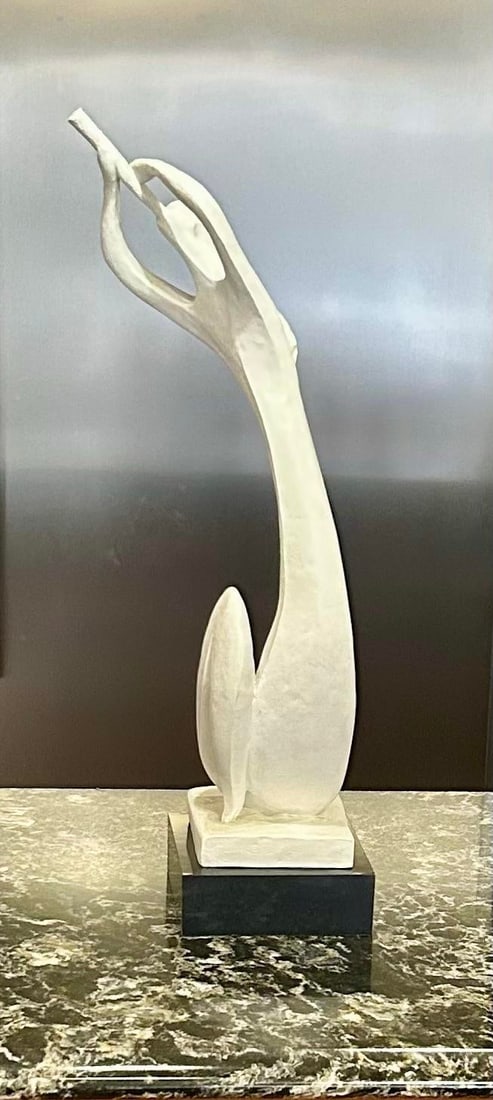 Signed and Dated by David Fisher, Austin Productions, 1980, Plaster Sculpture, "Horn Blower",Wom - 4