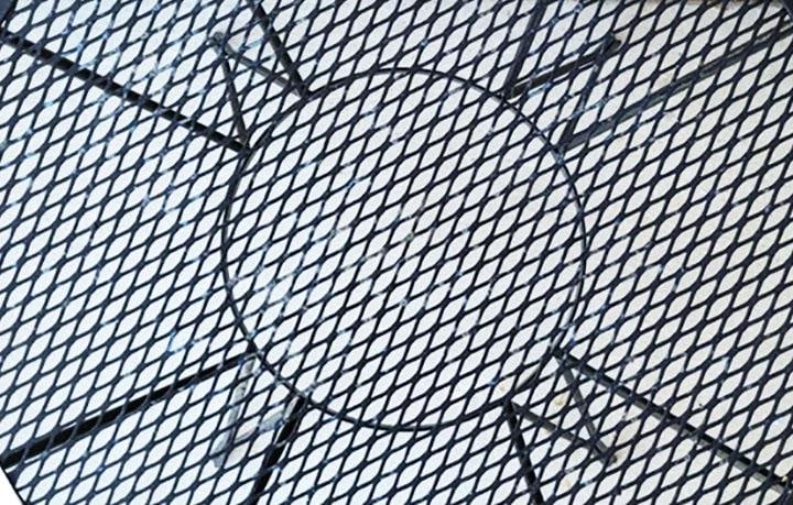 Mid-Century Modern Black Wrought Iron Mesh Outdoor Patio Side Table - 2