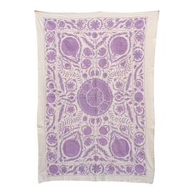 Lavender Pomegranate Hand-Embroidered Suzani Throw