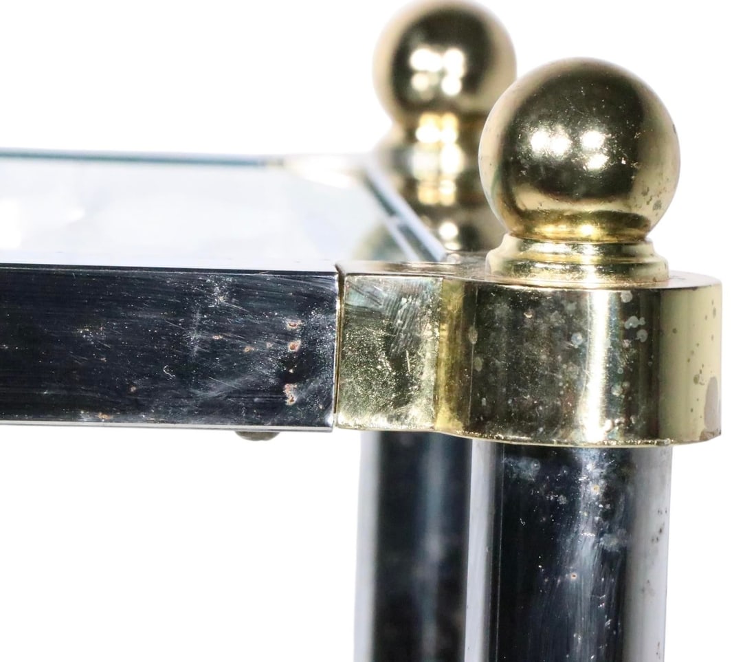 Hollywood Regency Style Chrome Brass and Glass Console Table C 1970's - 10