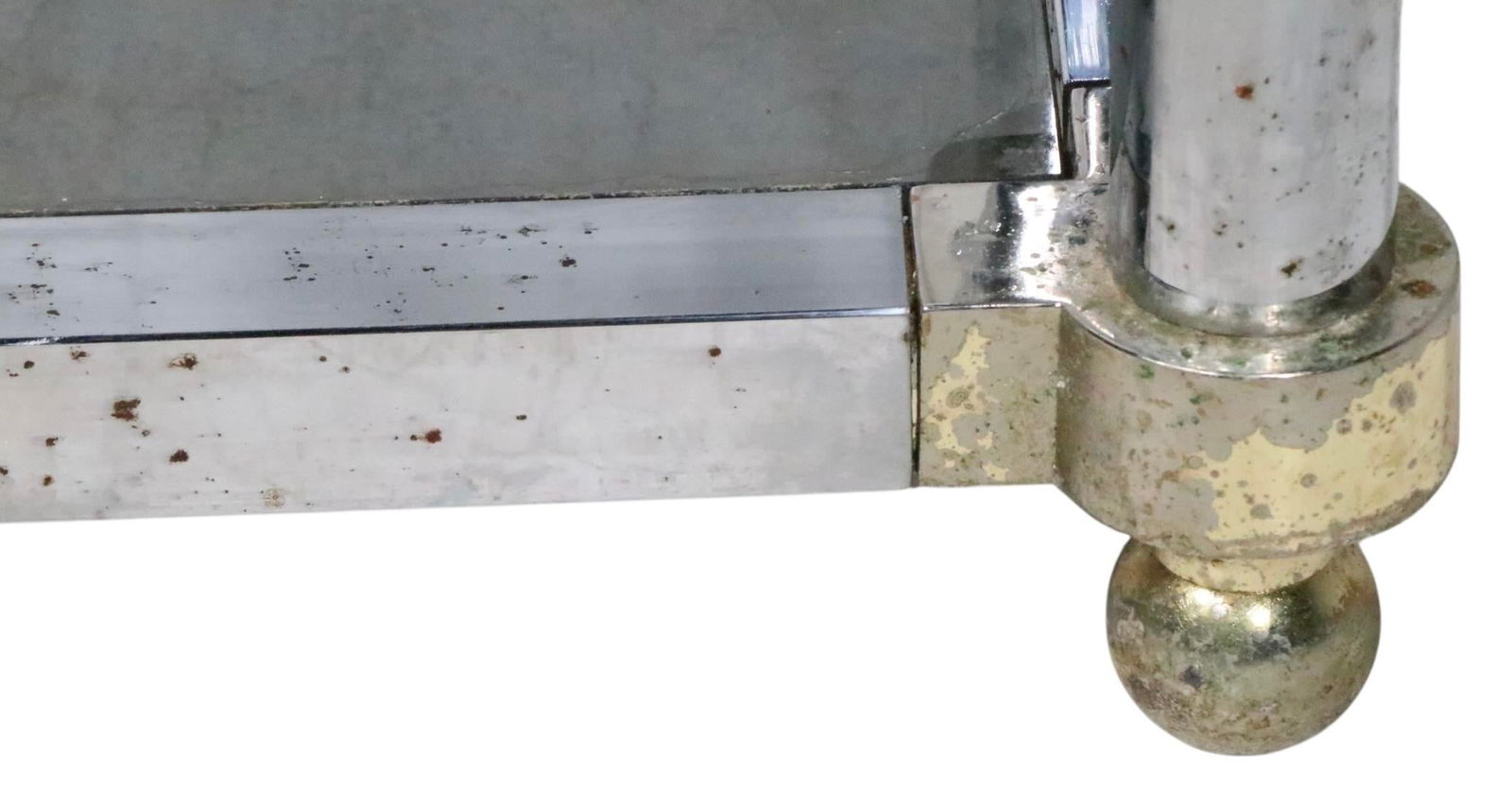 Hollywood Regency Style Chrome Brass and Glass Console Table C 1970's - 12