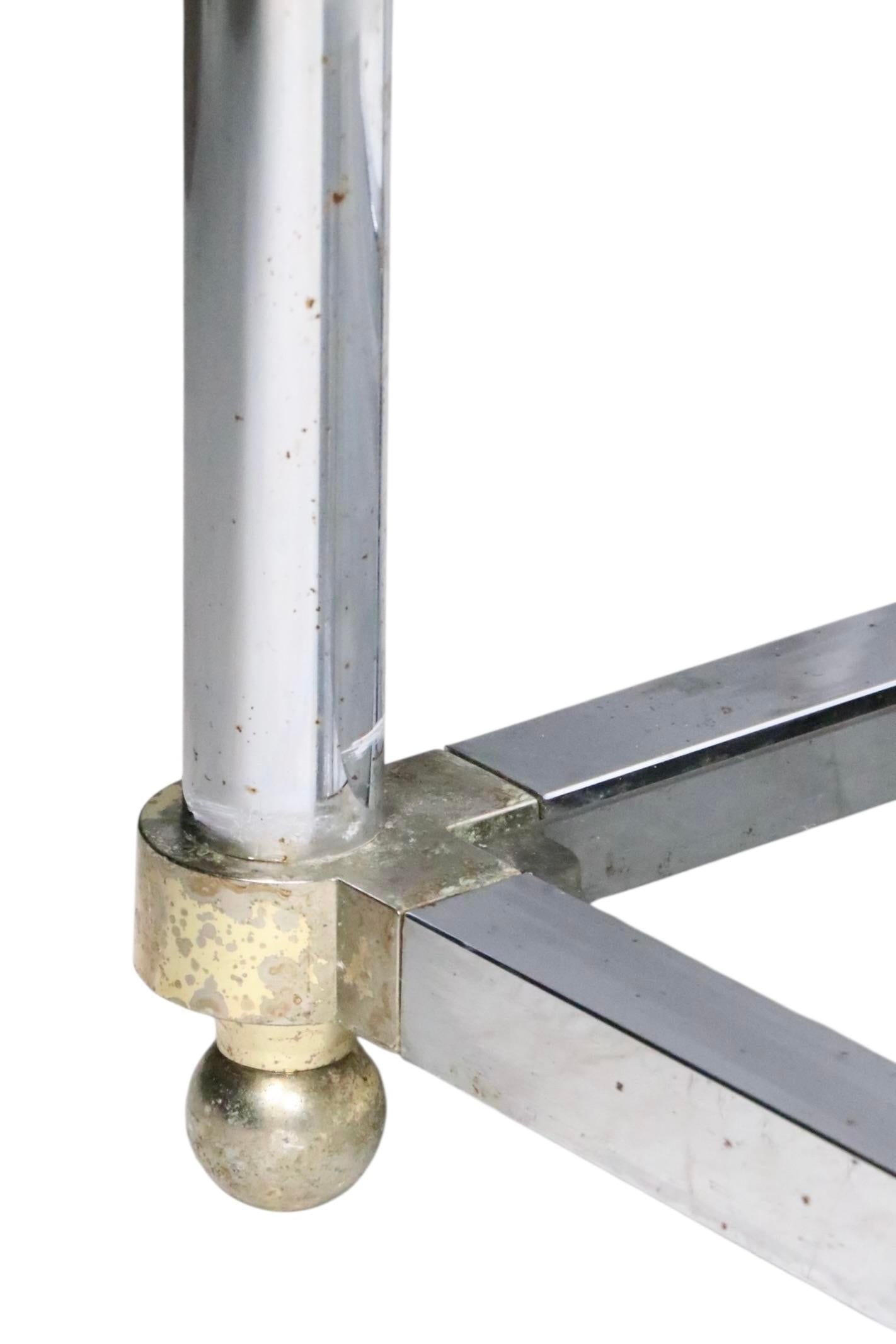 Hollywood Regency Style Chrome Brass and Glass Console Table C 1970's - 14