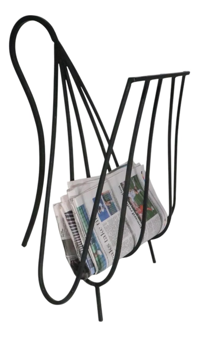 Mid 20th Century Wrought Iron Magazine Rack (1 of 8)