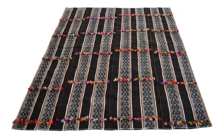 1970s Anatolian Rug Braided Hand Woven Kilim Minimal Rug - 5'7" X 7'2"