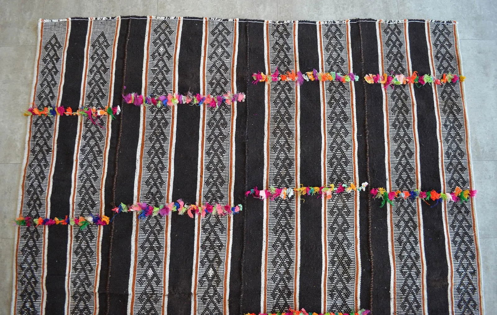 1970s Anatolian Rug Braided Hand Woven Kilim Minimal Rug - 5'7" X 7'2" - 5