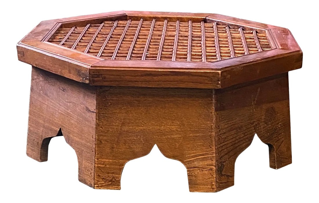 Asian Octagon Geometric Open Pattern Low Side Table Stand (1 of 6)