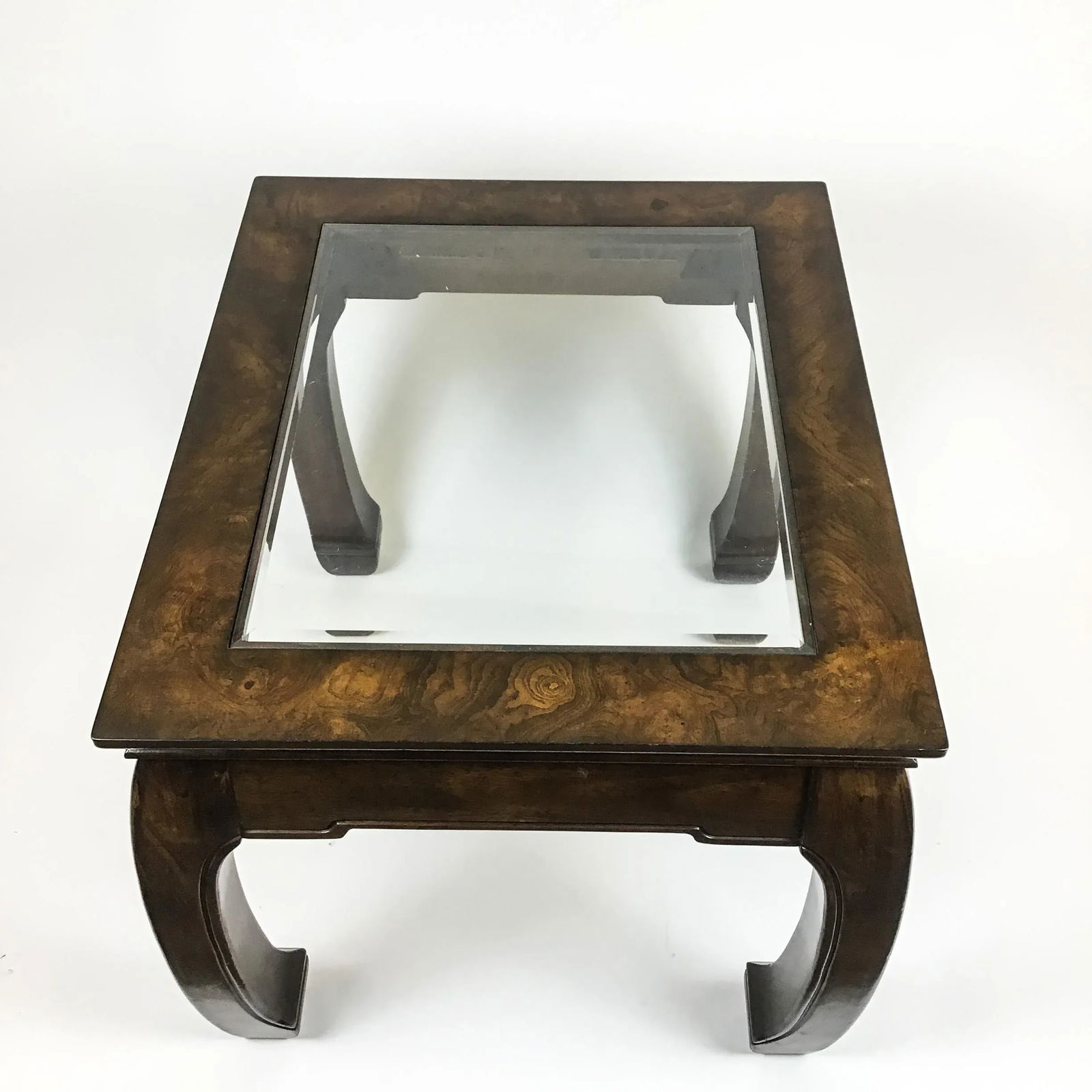 Solid Wood Glass Top Asian Ming Style Side Table by Baker - 4