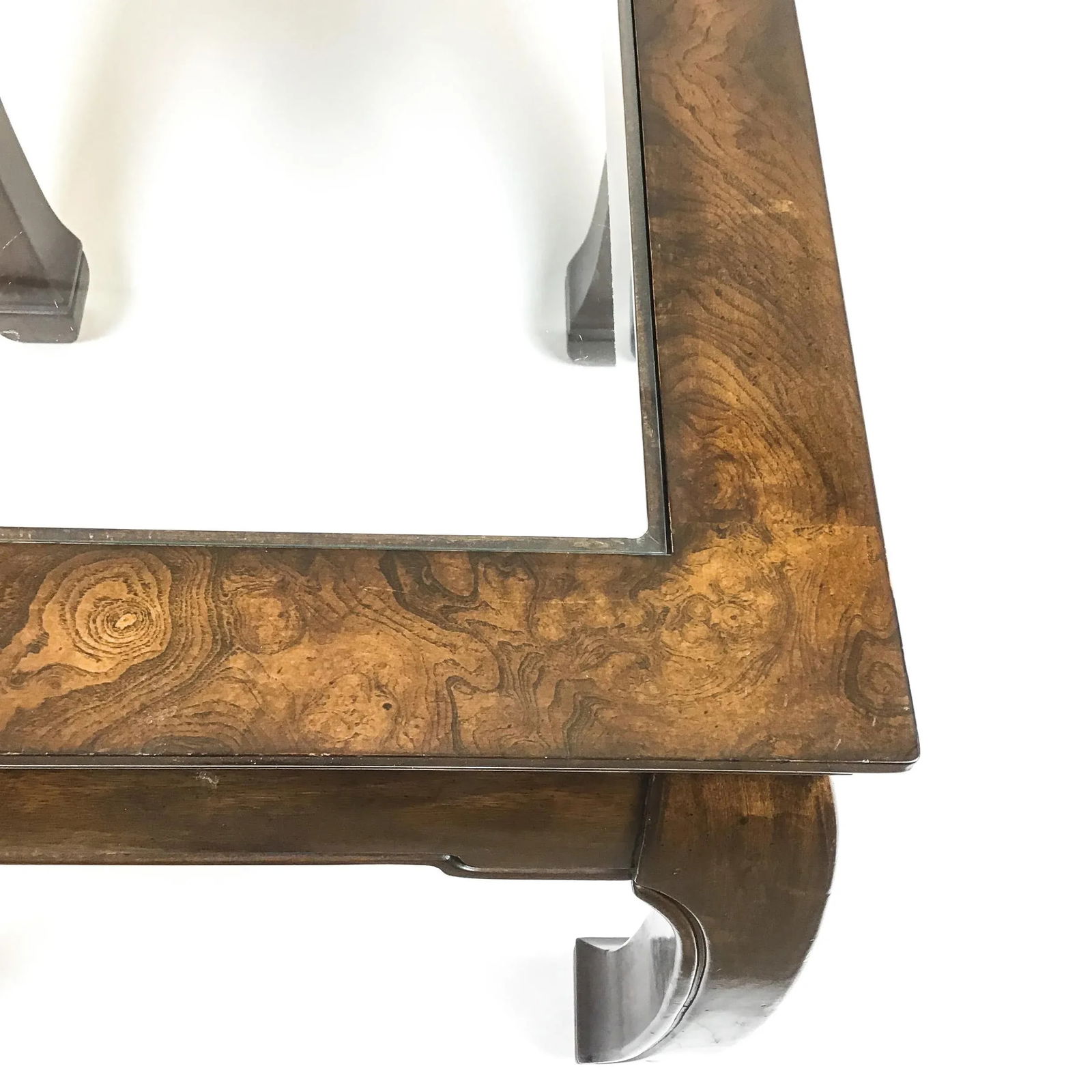 Solid Wood Glass Top Asian Ming Style Side Table by Baker - 5