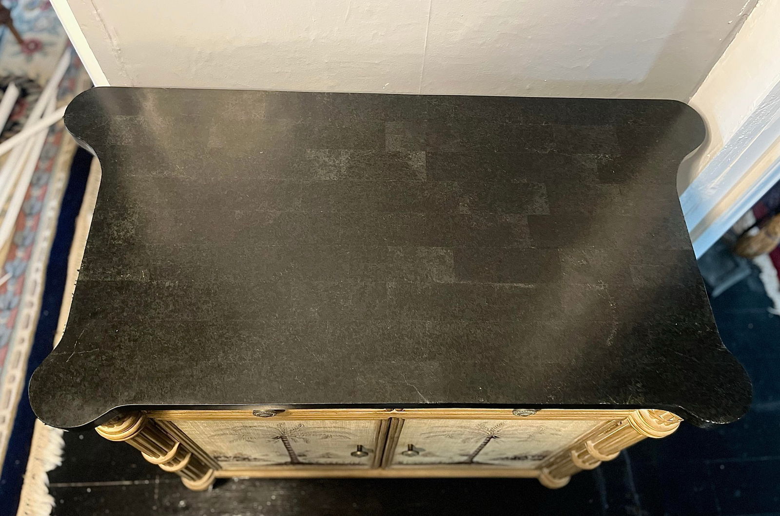 Hollywood Regency Palm-Form Coastal Cabinet With Hand-Painted Finish - 5