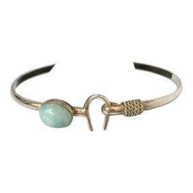 Late 20th Century Sterling and Larimar Hook Bangle
