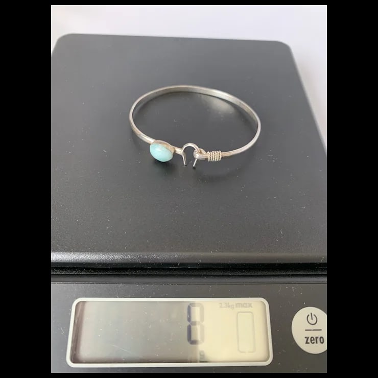 Late 20th Century Sterling and Larimar Hook Bangle - 6