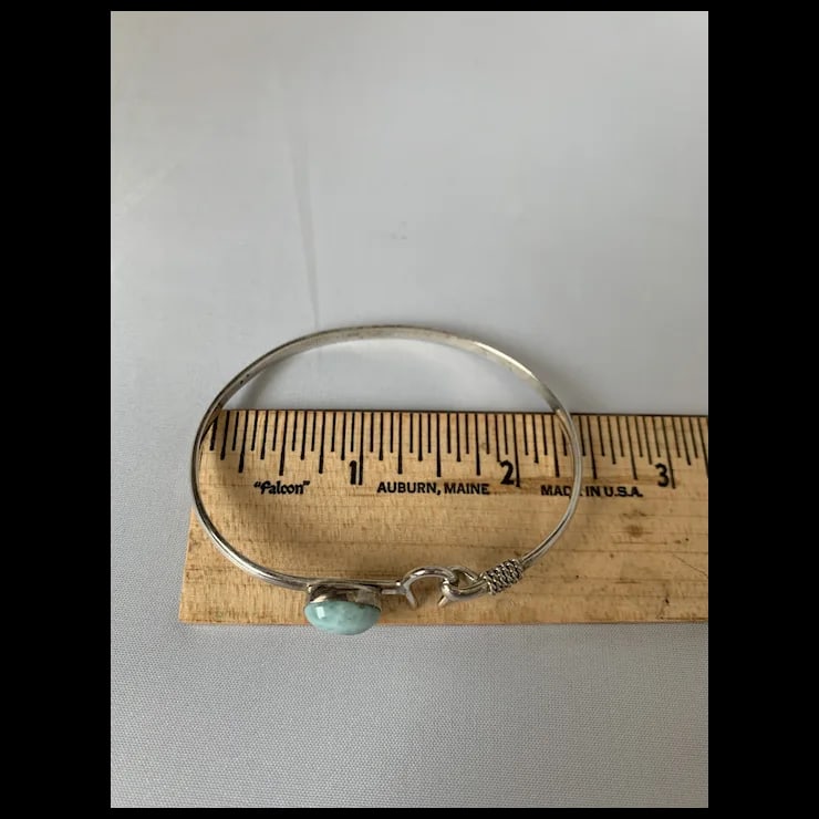 Late 20th Century Sterling and Larimar Hook Bangle - 7