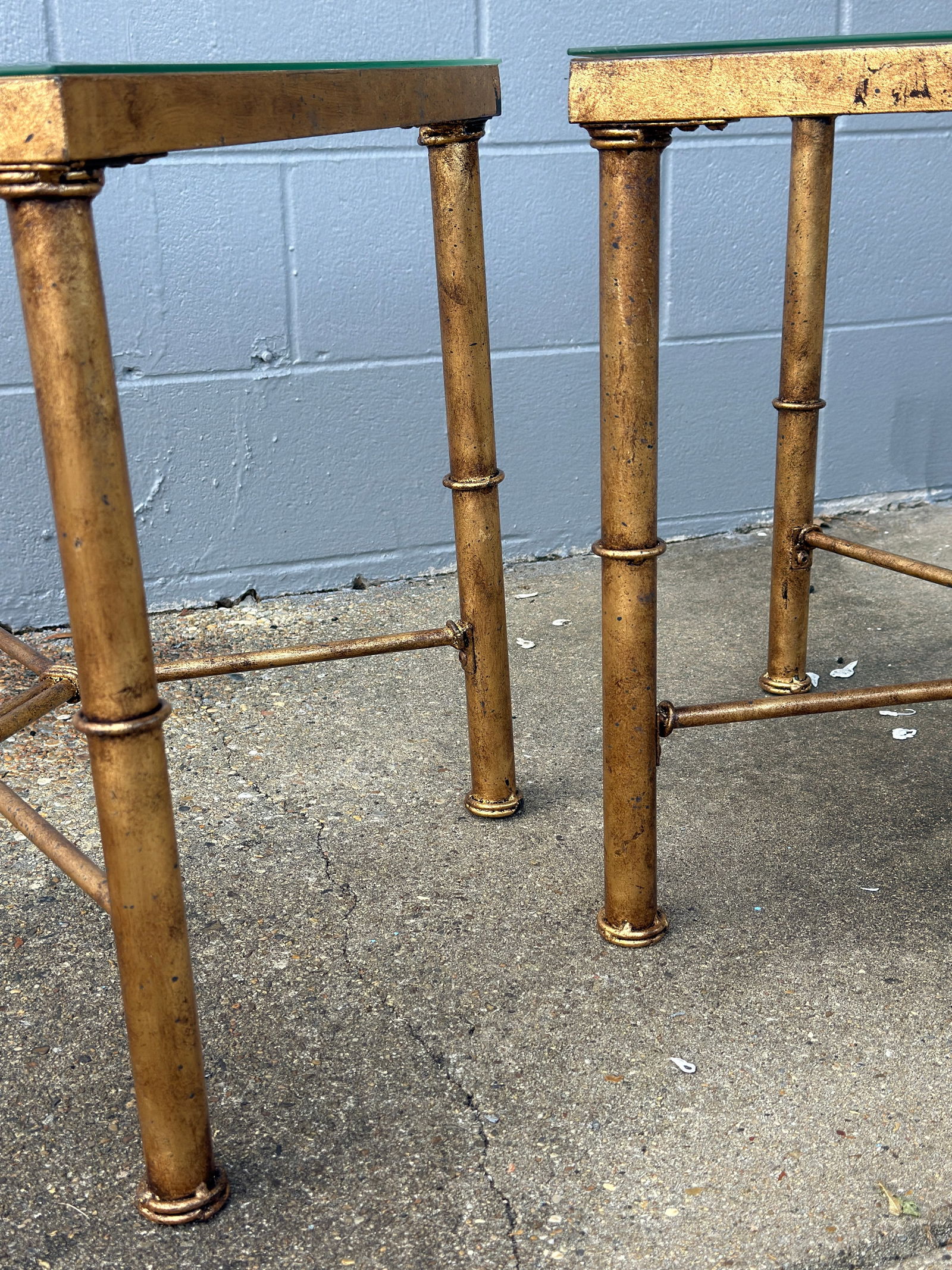 Late 20th Century Exquisite Pair: Hand-Gilt Faux Bamboo Side Tables - Curated by Turtle & Crane - Ne - 11