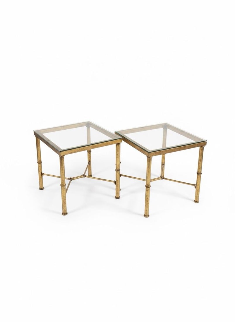 Late 20th Century Exquisite Pair: Hand-Gilt Faux Bamboo Side Tables - Curated by Turtle & Crane - Ne - 3
