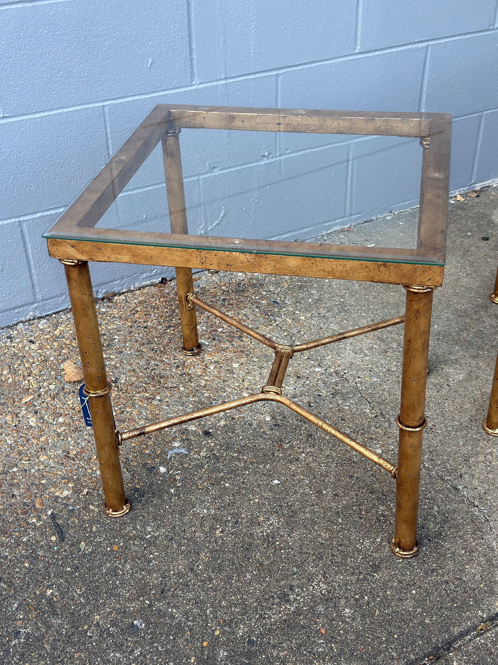 Late 20th Century Exquisite Pair: Hand-Gilt Faux Bamboo Side Tables - Curated by Turtle & Crane - Ne - 4