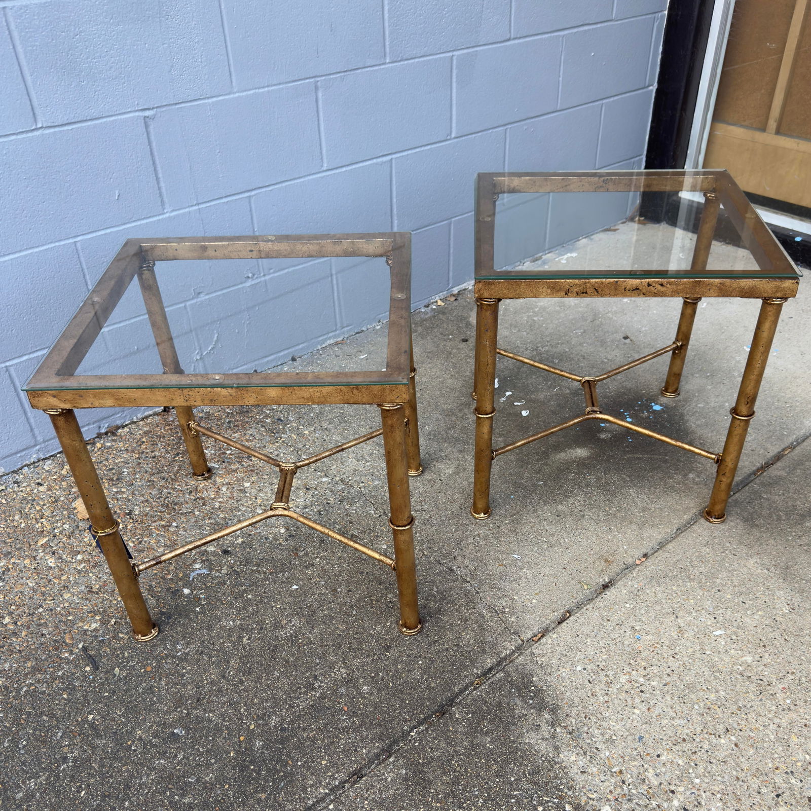 Late 20th Century Exquisite Pair: Hand-Gilt Faux Bamboo Side Tables - Curated by Turtle & Crane - Ne - 5