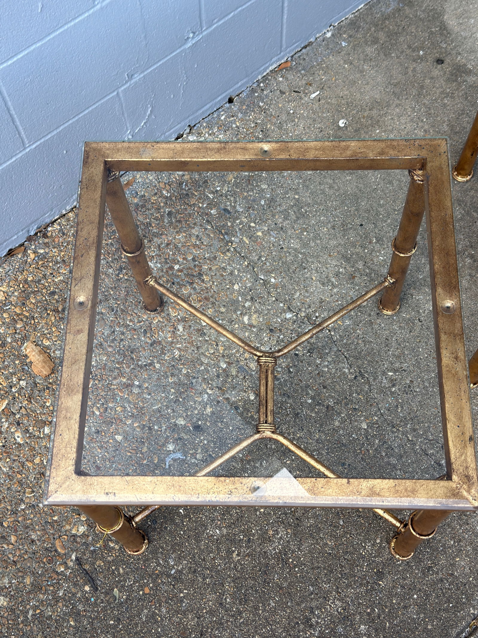 Late 20th Century Exquisite Pair: Hand-Gilt Faux Bamboo Side Tables - Curated by Turtle & Crane - Ne - 7