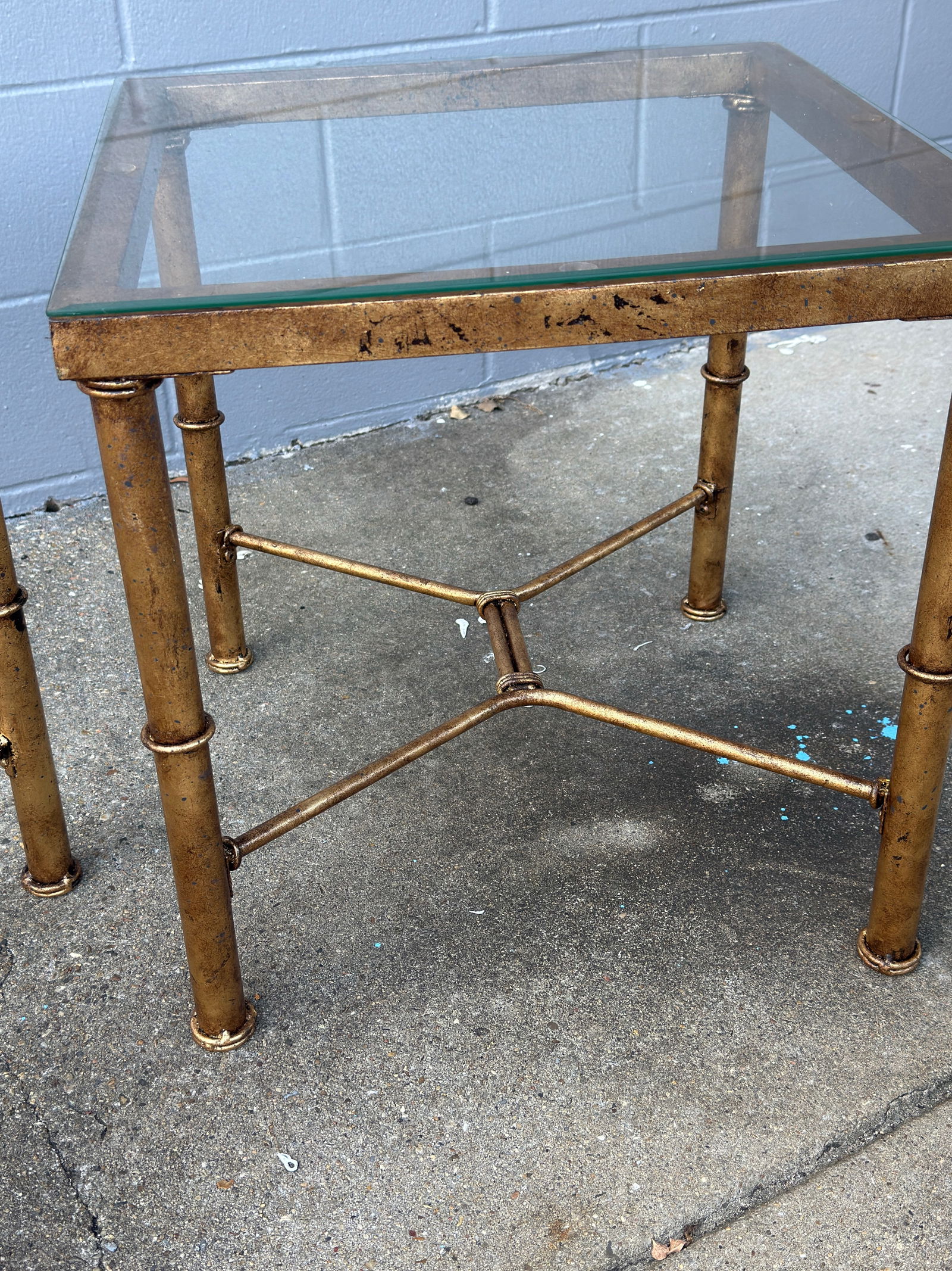 Late 20th Century Exquisite Pair: Hand-Gilt Faux Bamboo Side Tables - Curated by Turtle & Crane - Ne - 8
