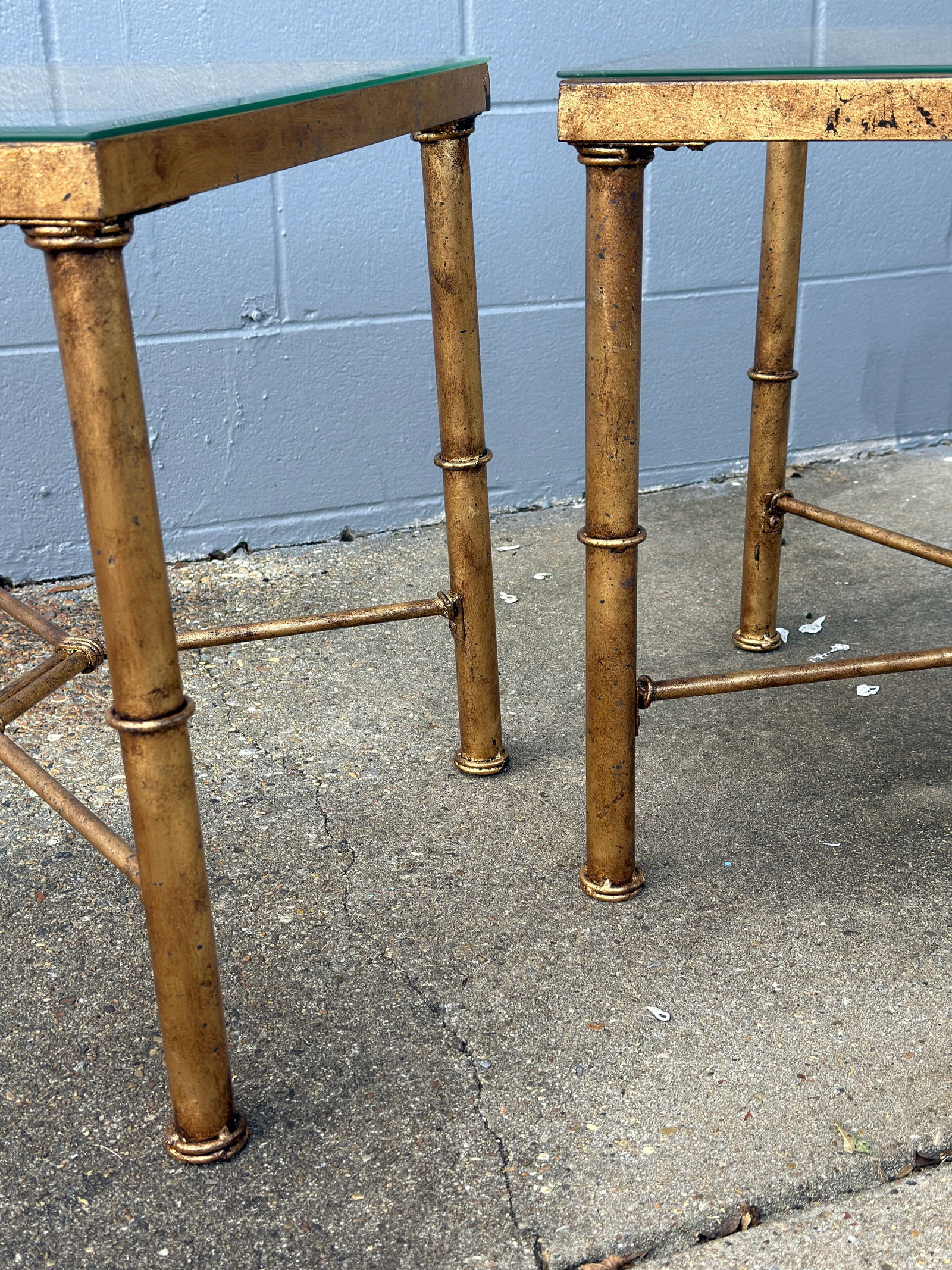 Late 20th Century Exquisite Pair: Hand-Gilt Faux Bamboo Side Tables - Curated by Turtle & Crane - Ne - 9