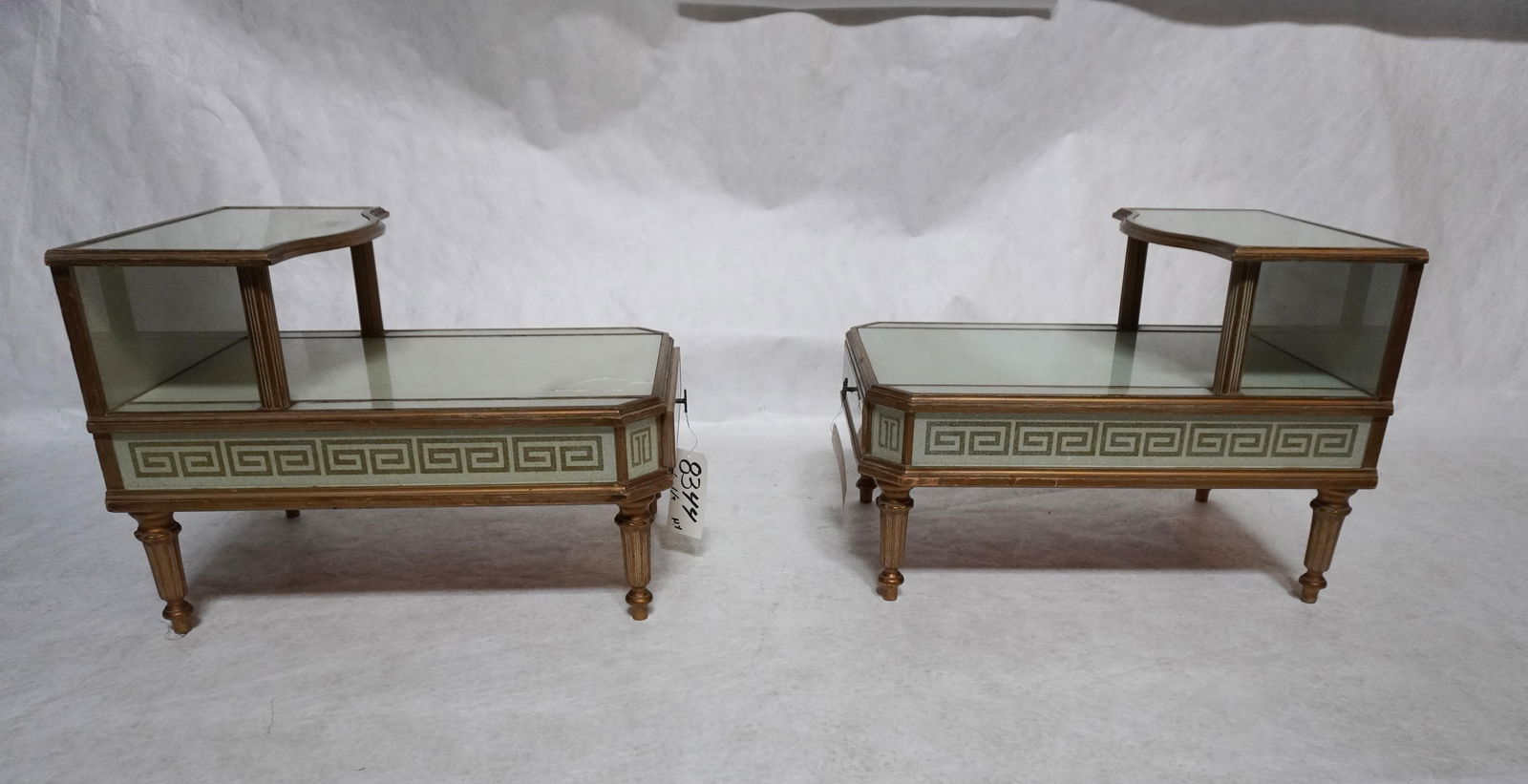 Mid 20th Century A Pair of Reverse-Painted and Opalescent Nightstands - 6