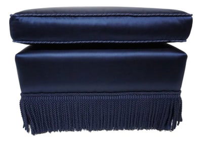 Late 20th Century Blue Ottoman With Fringed Skirt