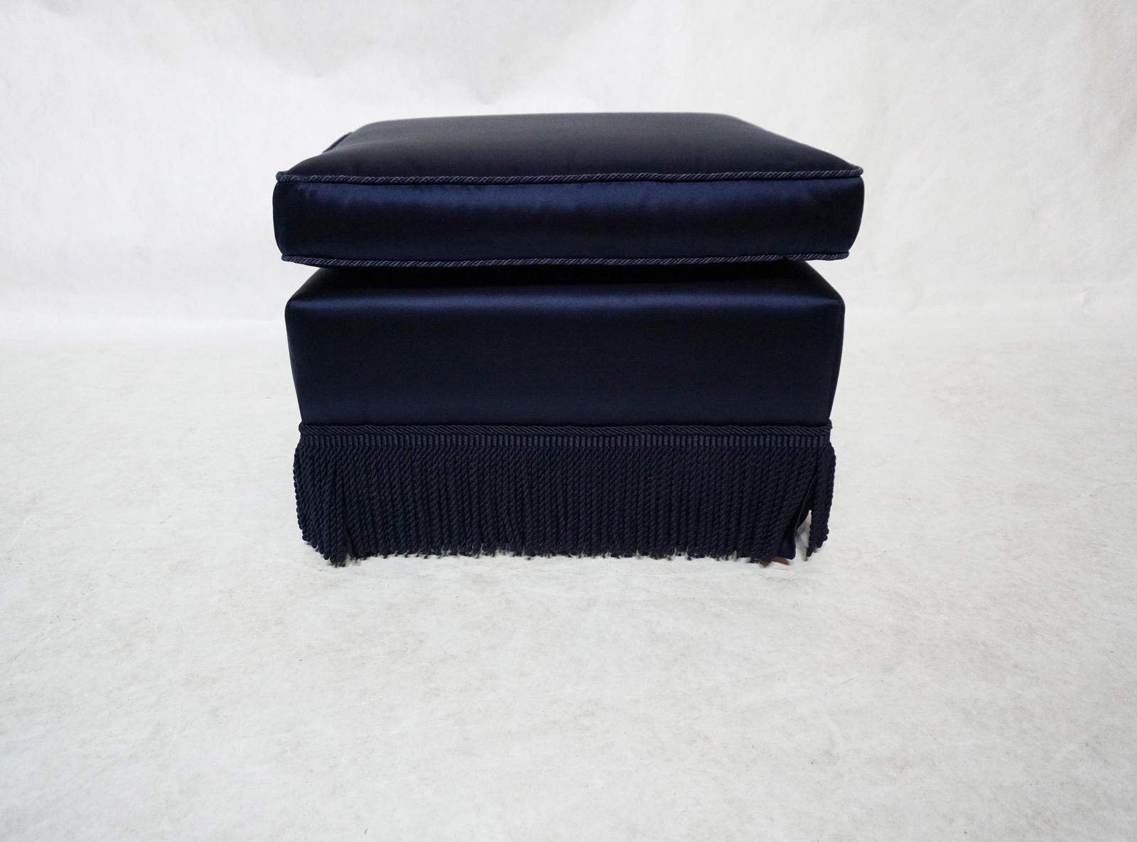 Late 20th Century Blue Ottoman With Fringed Skirt - 2