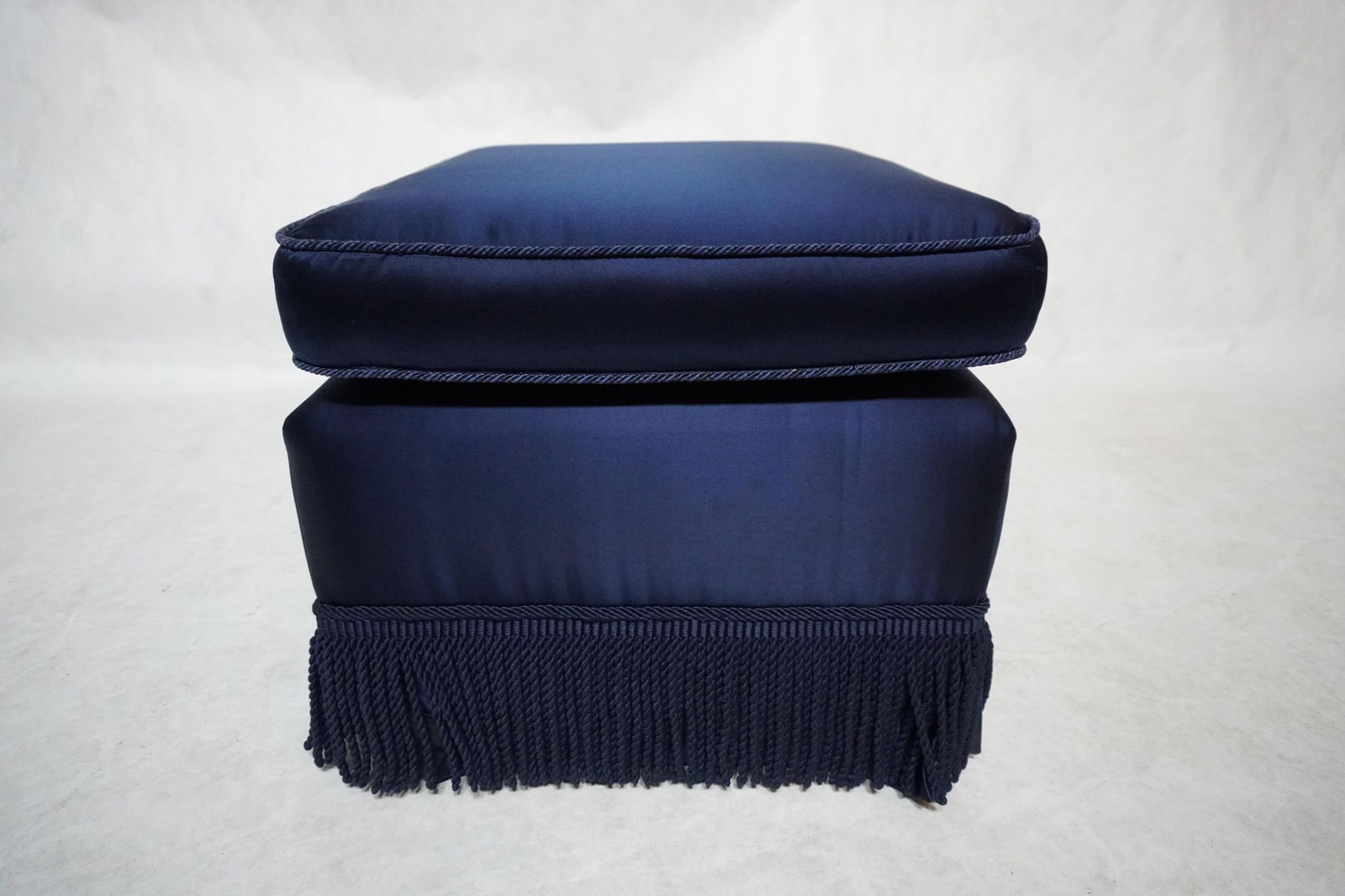 Late 20th Century Blue Ottoman With Fringed Skirt - 4